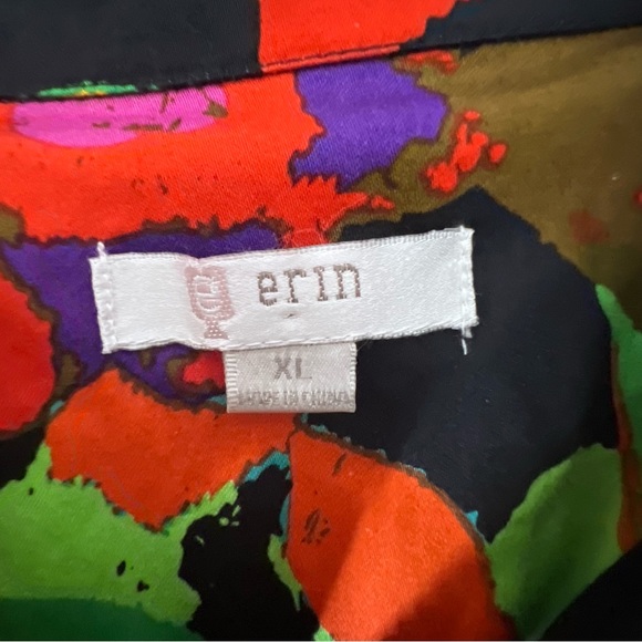 Erin Neon Multicolor Floral Print Spring Easter Full Zip Blazer Jacket Size XL - Picture 6 of 12